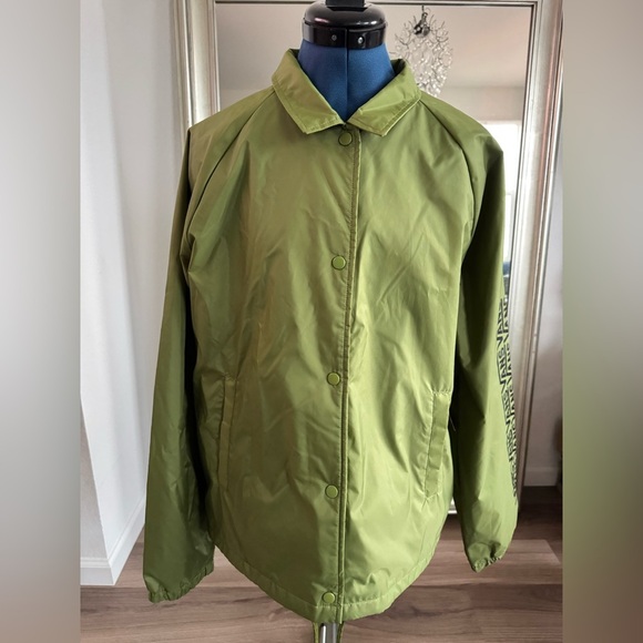 VANS Thanks Coach Jacket Olive Green Windbreaker Size XL - Picture 1 of 8